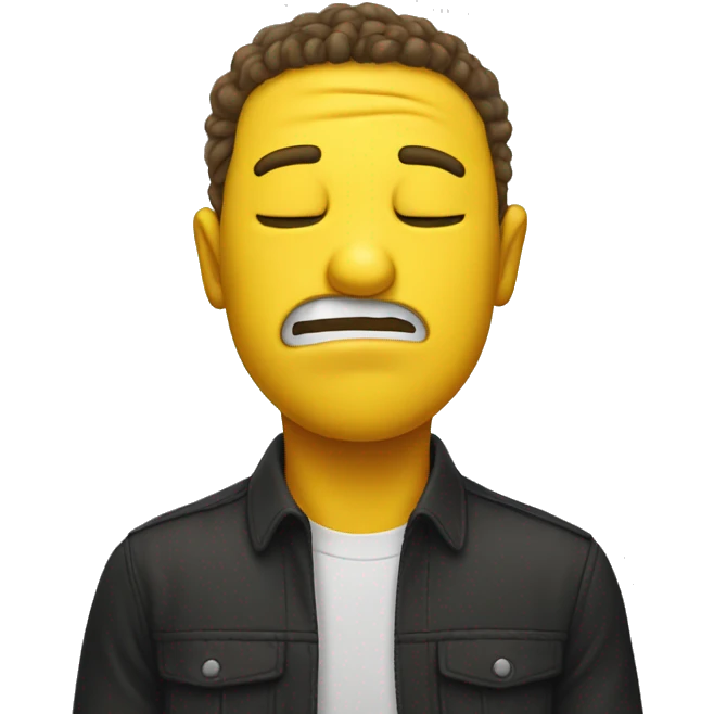 Create a yellow emoji with eyes closed biting his lip emoji