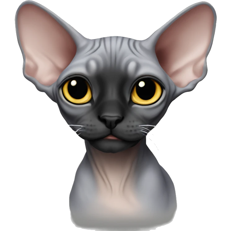 “Gray Sphynx kitten with a black face” emoji
