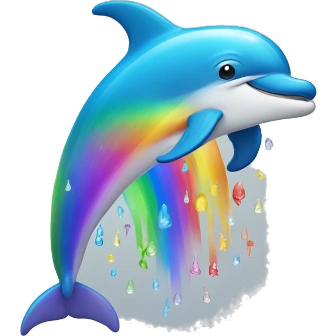 Dolphin rainbow and water and colorful  emoji