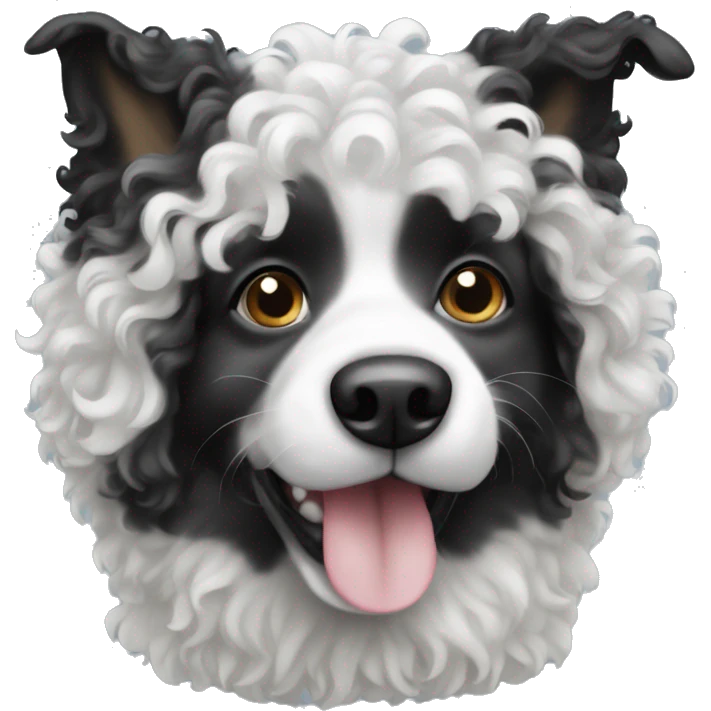 Black and white curly haired dog emoji