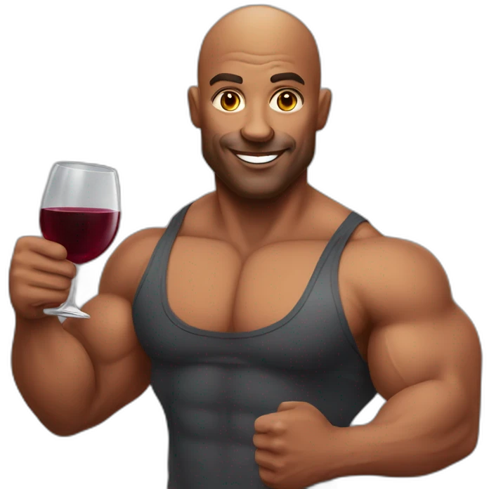 A bodybuilder wearing nightsuit and drinking red wine emoji