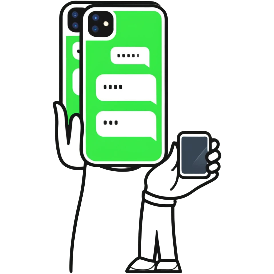 Person chatting with a bot on WhatsApp through iPhone emoji