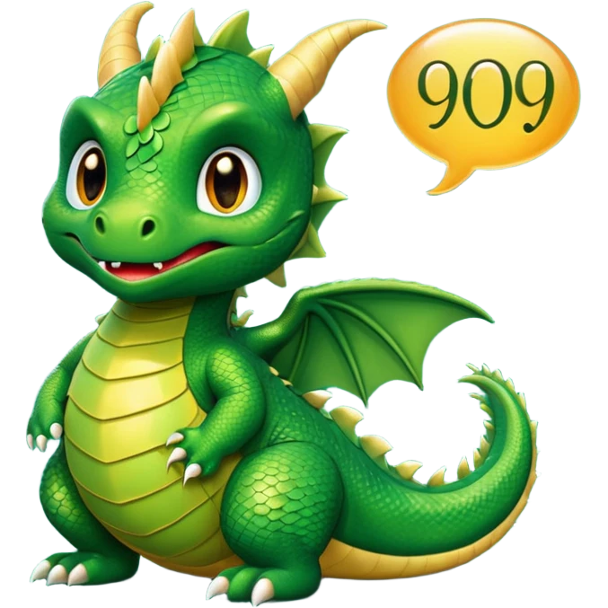 green small dragon with chat bubble written with *peep* emoji