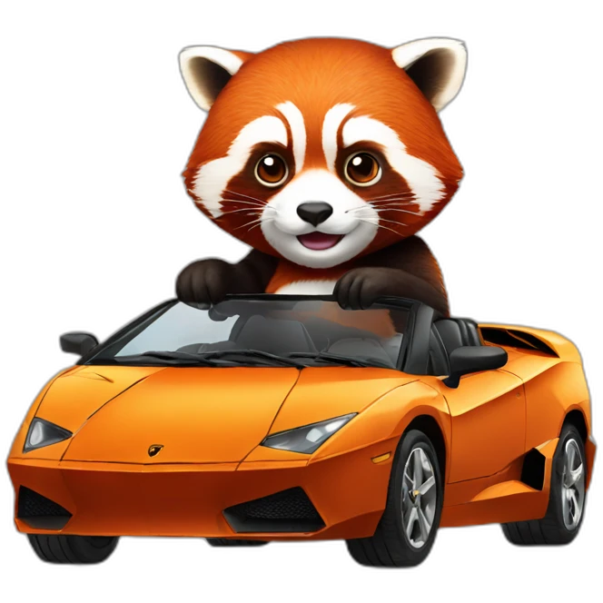 Red-panda-driving-lamborghini emoji