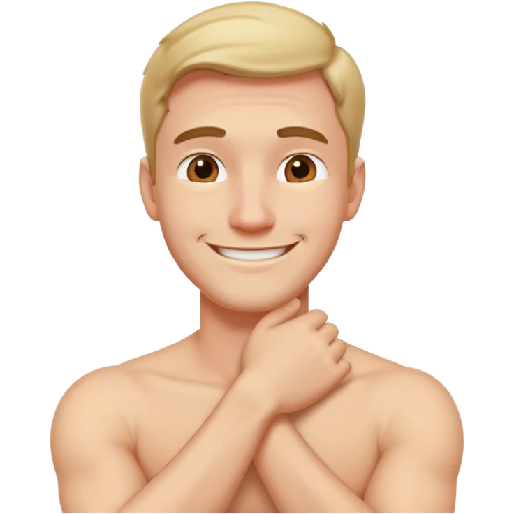 Arms crossed holding neck laughing guy emoji