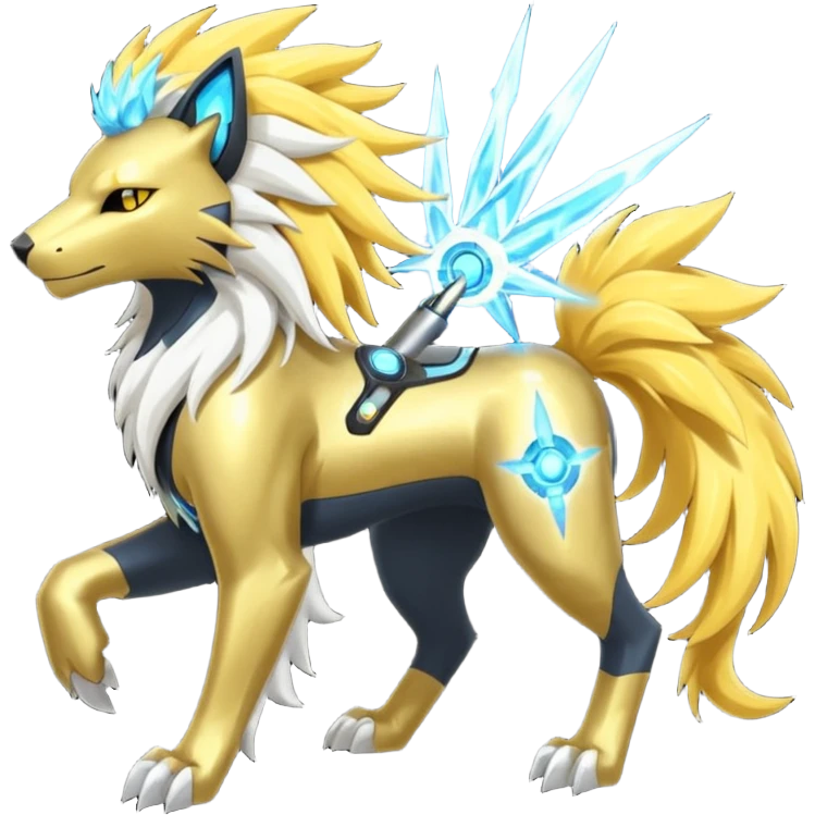 Solar Solgaleo-Protogen-Manectric-Luxray-Fakémon-fusion-animal-creature, full body  emoji