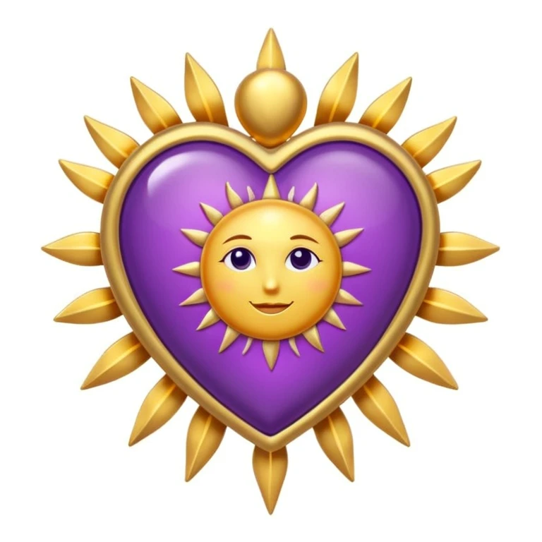 purple heart with a sun motif emoji