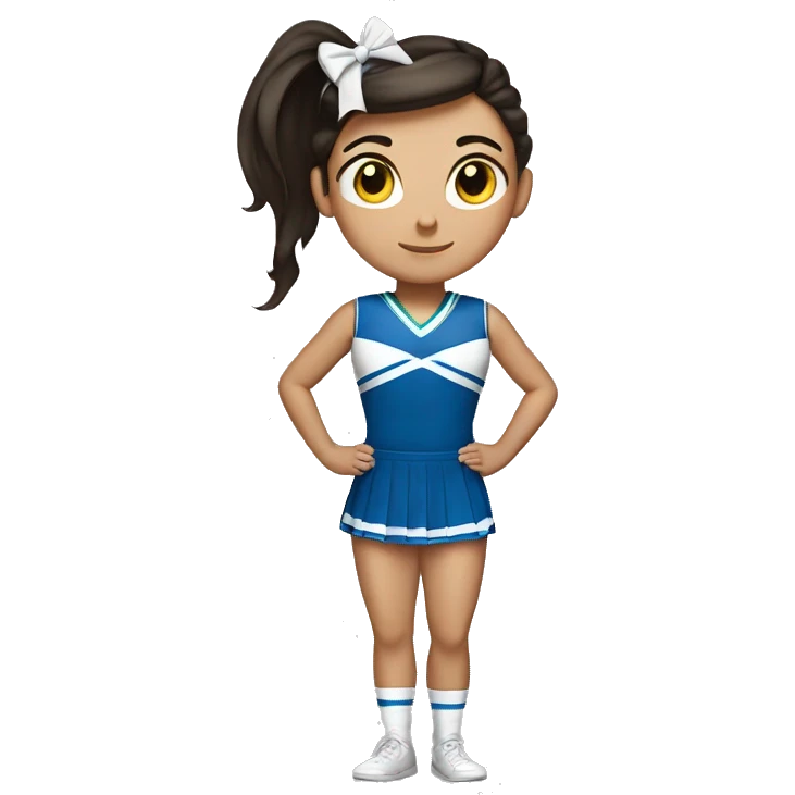 Brunette girl all star cheer uniform high ponytail with a  bow  emoji