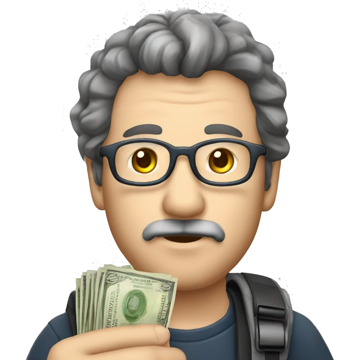 laufender Mann mit Glatze mit einem Geldschein in der Hand emoji
