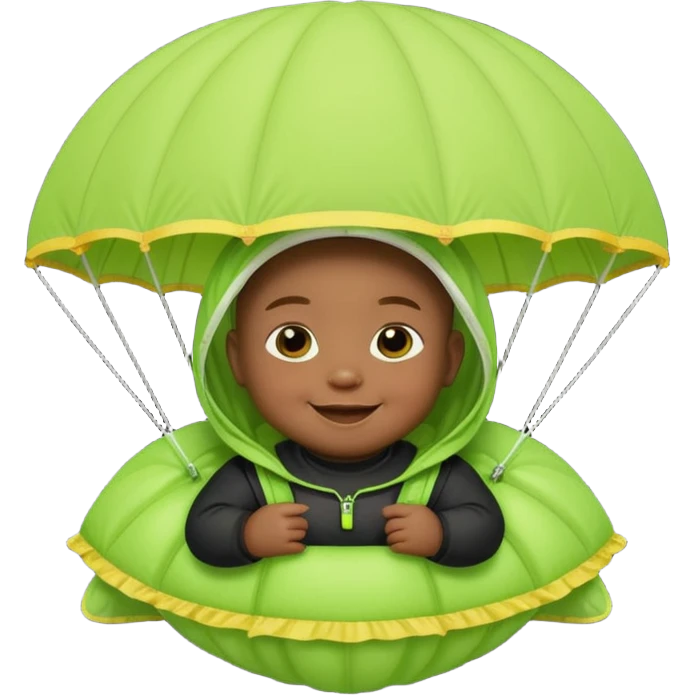 Skydiving black baby with parachute and UFO lime emoji
