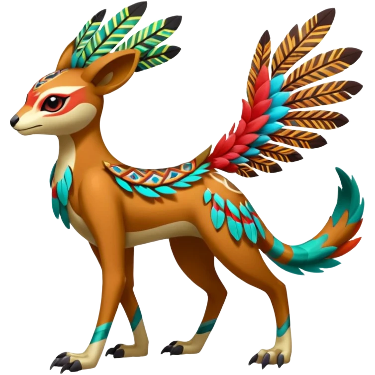 Tribal Colorful Exotic Fionbri-Kalon-Falvie-Vernid-Meloetta-Pokémon-Fakémon-Digimon-Spectrobe-hybrid-fusion, full body emoji