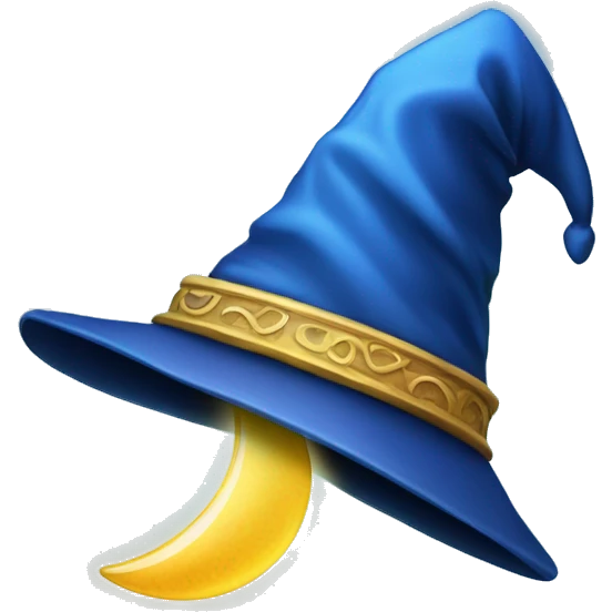 blue wizard hat with star and moon emoji