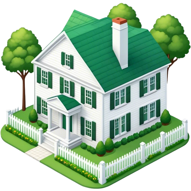colonial-style suburban house isometric exterior view emoji