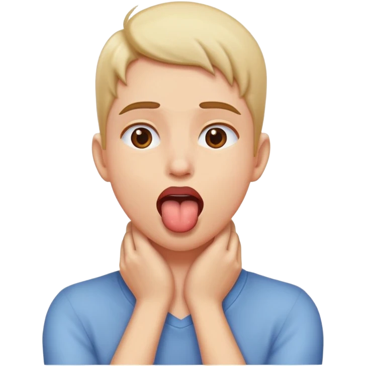 Hands on neck tongue out  emoji