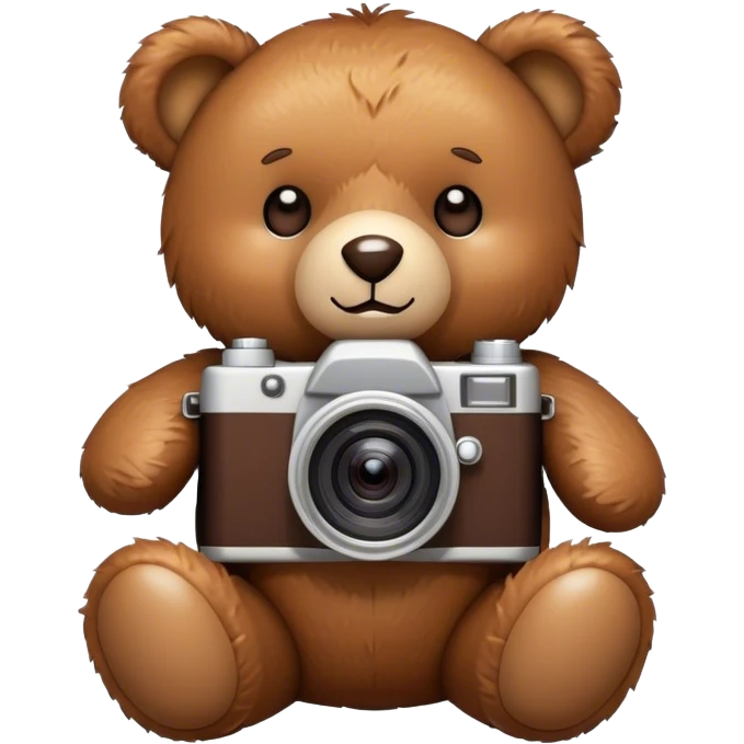 Teddy bear surrounded by camera flashes emoji