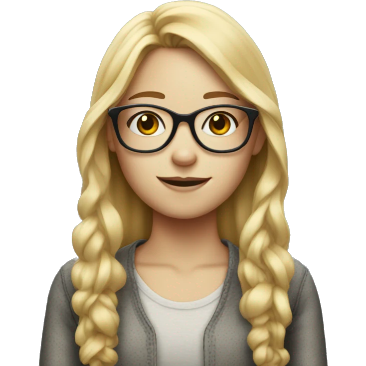long blonde haired girl with freckles and red glasses emoji