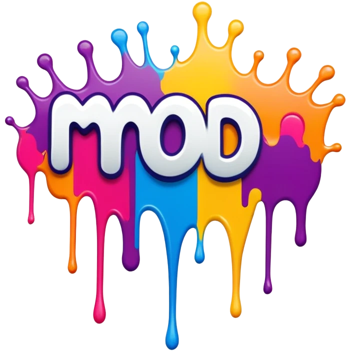 Graffiti the word mod with drippy paint  emoji