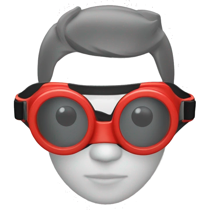 swimming goggles with red frame，cat-eye or spindle-like form，sharp edges emoji