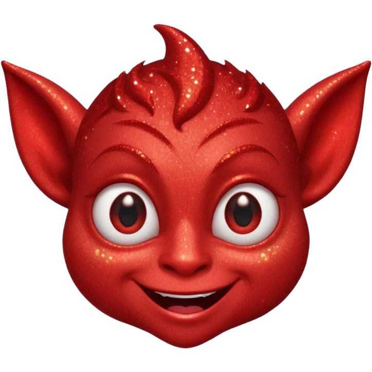 red glitter imp happy winking an eye emoji