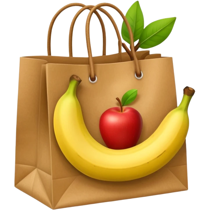 1 bag and 1 food item eg banana and apple emoji