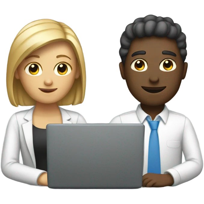 two people working on laptops together emoji