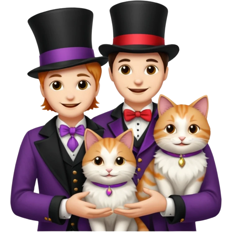 magician couple and their pet cat emoji