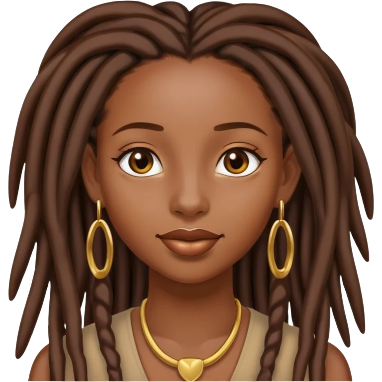 Black girl with long brown locs gold earrings  emoji