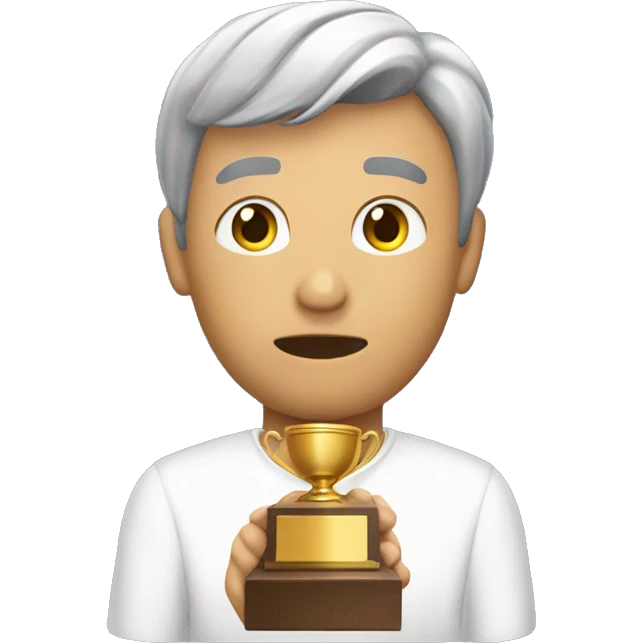 L'emoji di un tifoso della fiorentina triste che piange a dirotto, con un trofeo in mano emoji