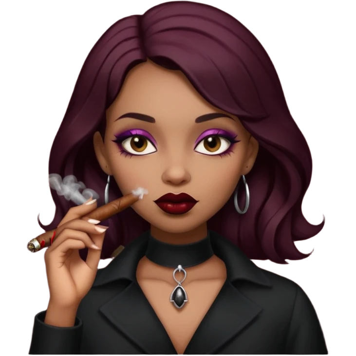 gothic brown Girl Smoking cigar  emoji