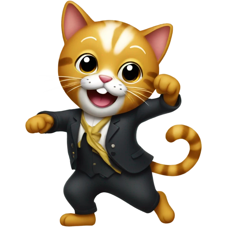 A cool cat doing a fancy dance emoji