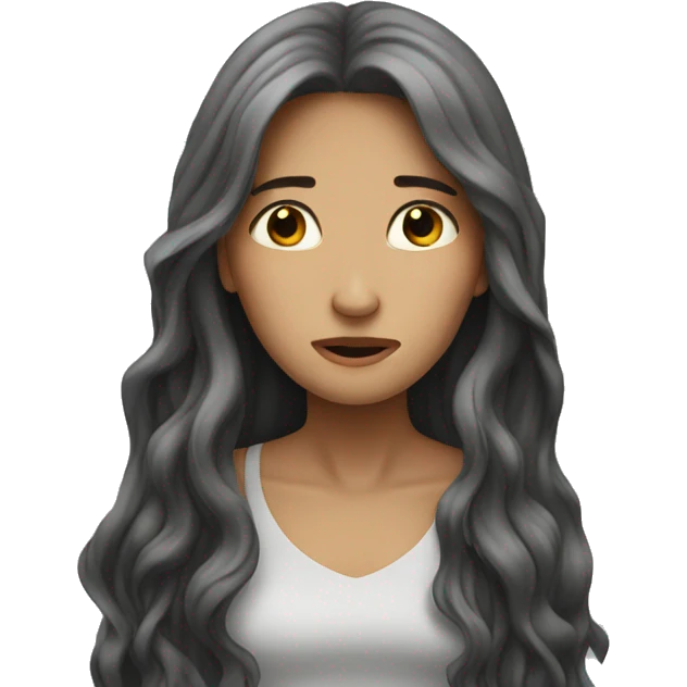 Beautiful long haired woman crying emoji