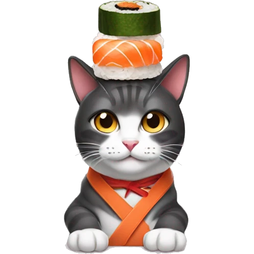 cat wearing sushi as a hat emoji