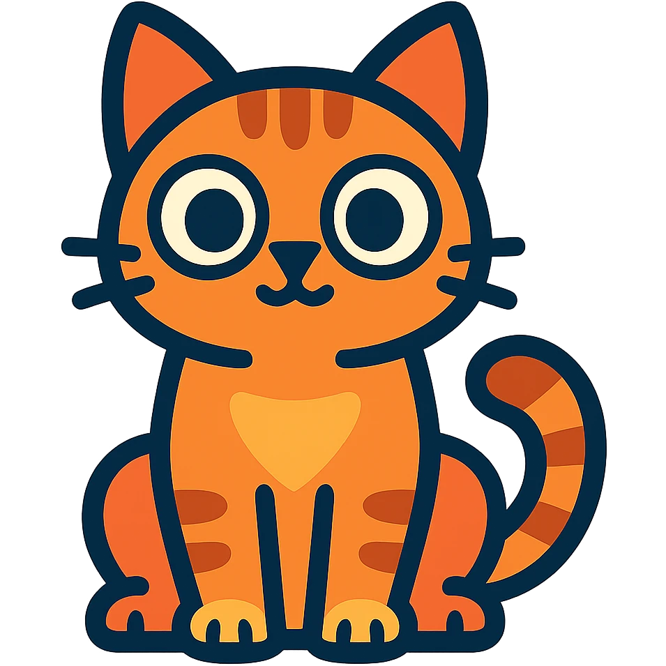 stylized cat with big eyes, sitting, simple and bold lines emoji
