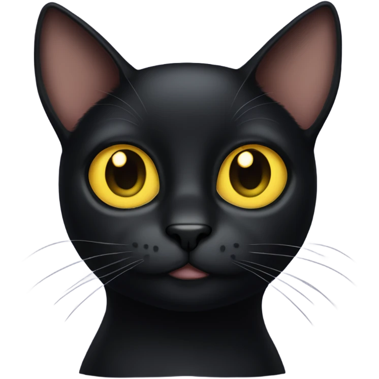 black cat with big yellow eyes and half of an ear emoji