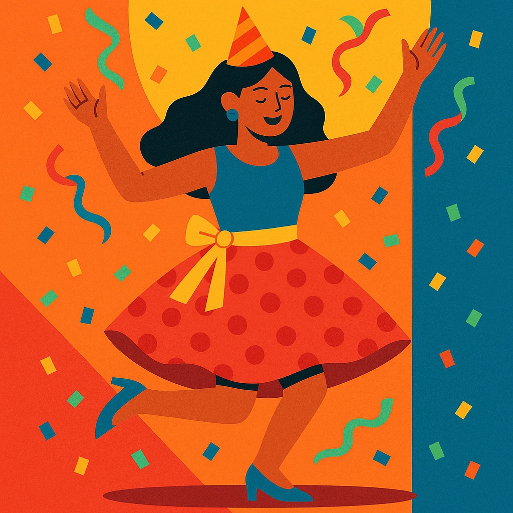 party dress, vibrant and festive, modern illustration style emoji
