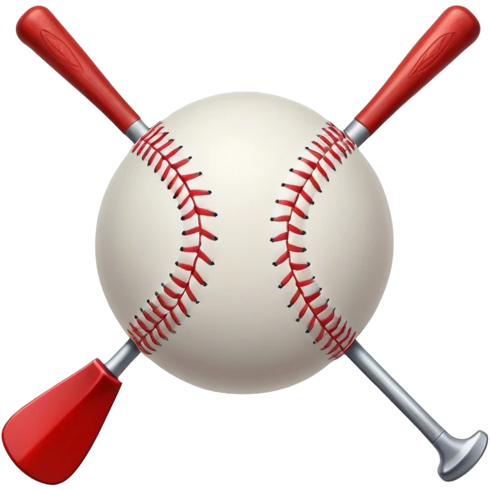 two pick axes criss crossing behind a big baseball emoji