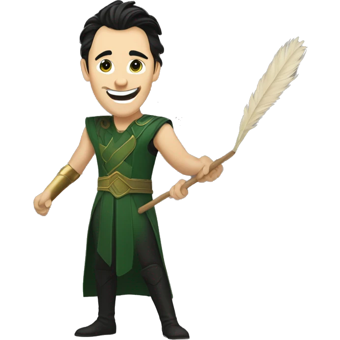 Loki tickling someone with a feather duster emoji