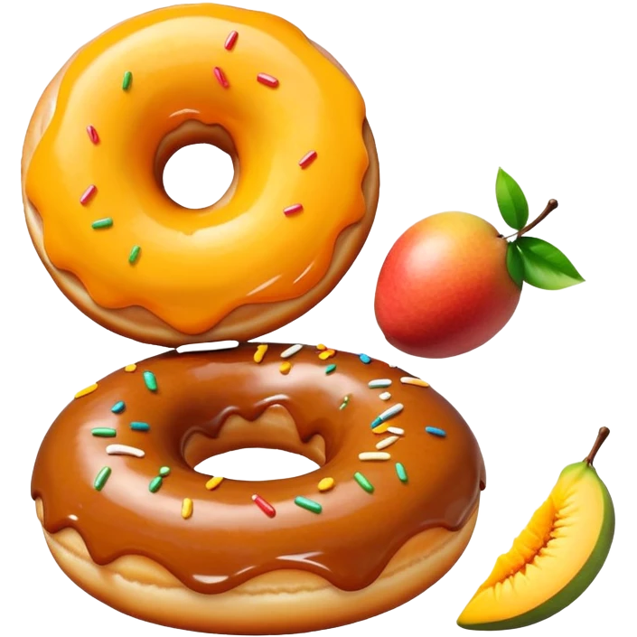 A Donut and a Mango kissing each other  emoji