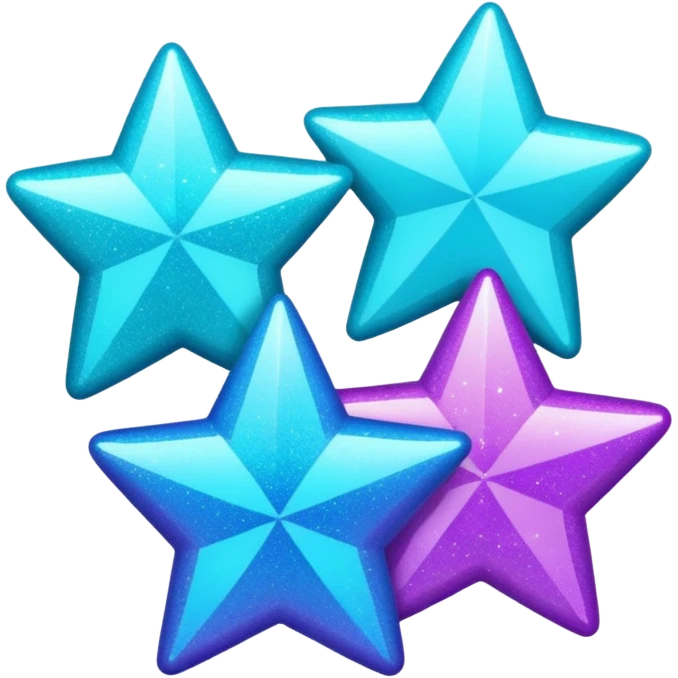 glitter purple and cian 3 stars emoji