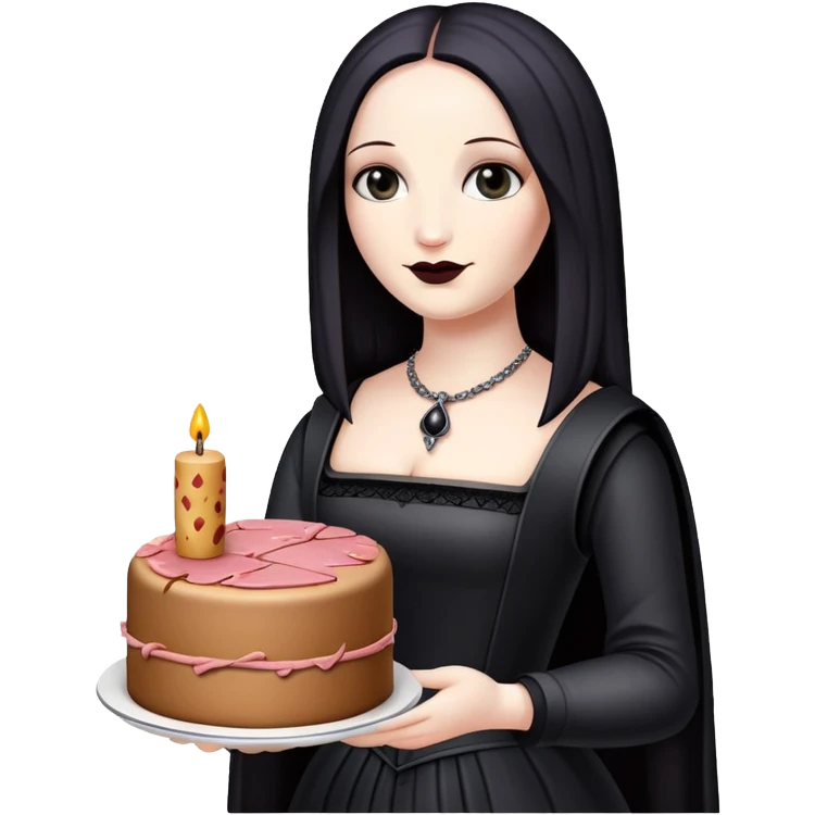 goth monalisa holding a SPAM MEAT  birthday cake  emoji
