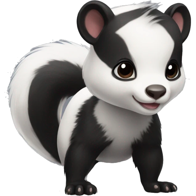 Cute skunk-panda-ferret-hybrid full body emoji
