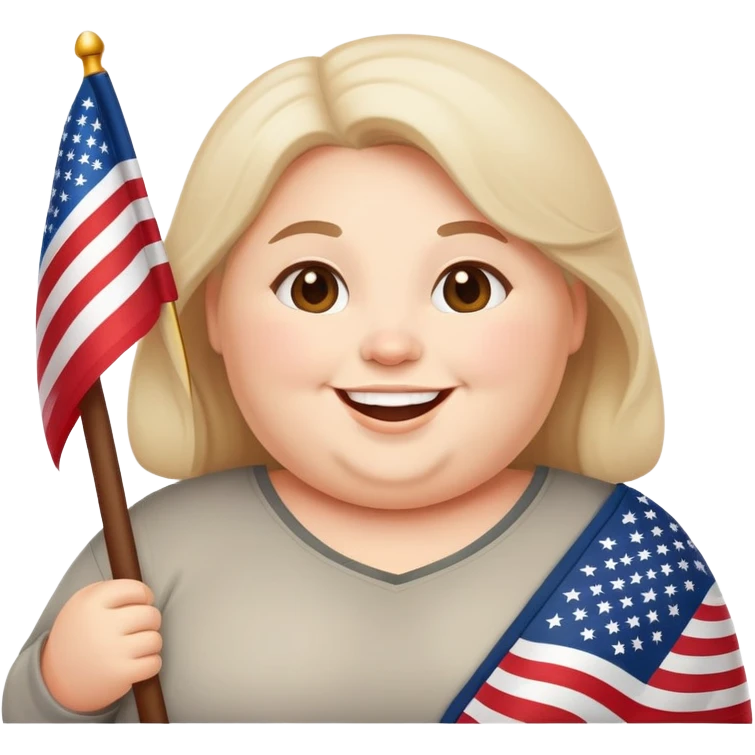happy plump American with flag emoji