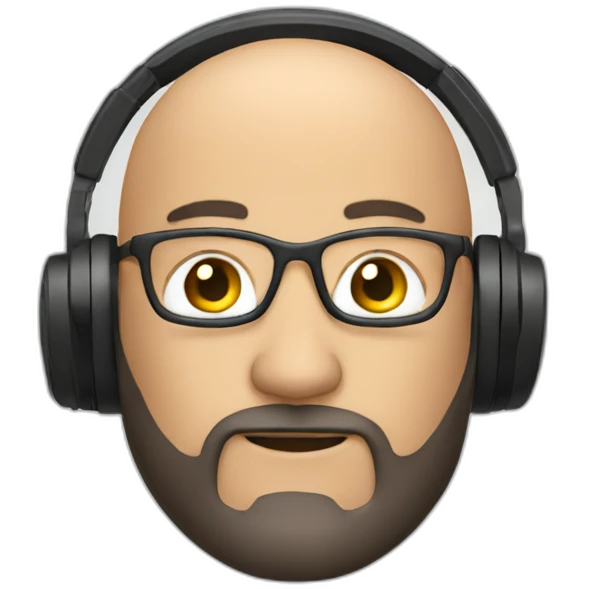 bald CTO with beard with headphones emoji