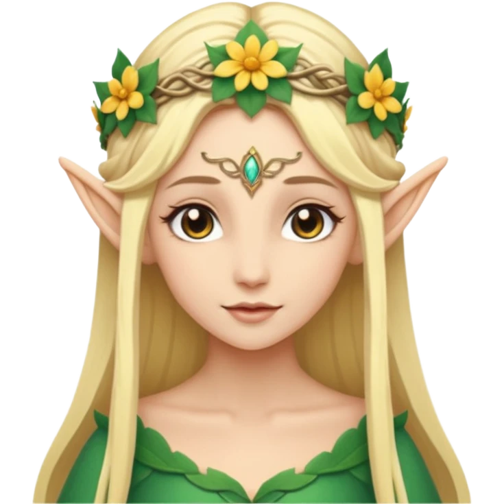 Flower-crowned elf queen emoji