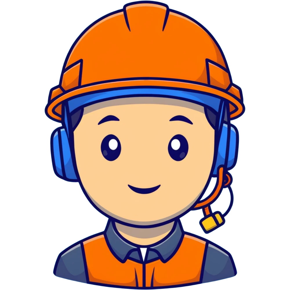 Asian man wearing bright orange safety helmet emoji