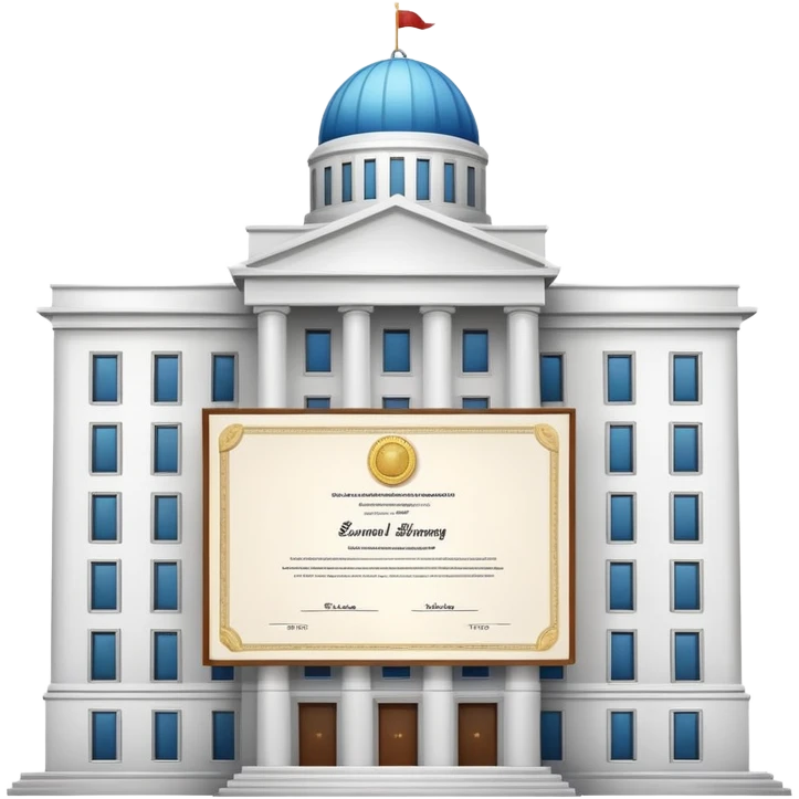 Government building with a certificate document in front emoji