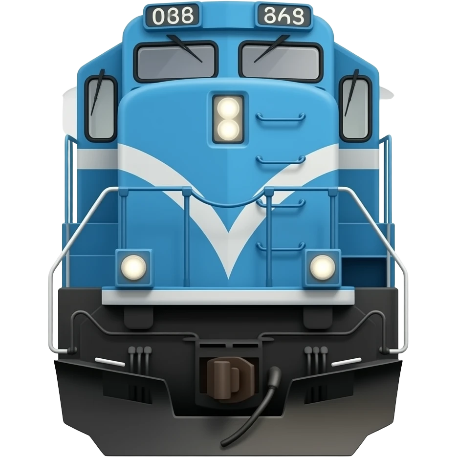 Realistic blue locomotive emoji