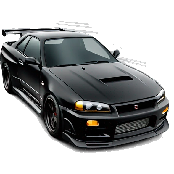 jdm car similar to nissan gtr r34, black color emoji