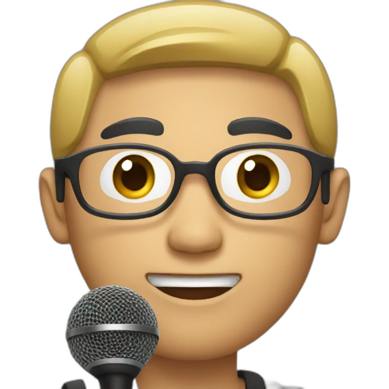 Asian man holding a mic emoji