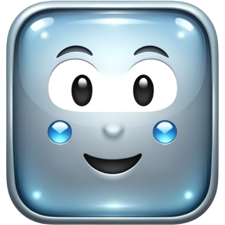 Sparkly glossy silver glass square emoji
